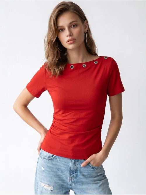 T-shirt da donna slim fit con scollo a barca mixray - Kiabi T-shirt da donna slim fit con scollo a barca mixray - Kiabi