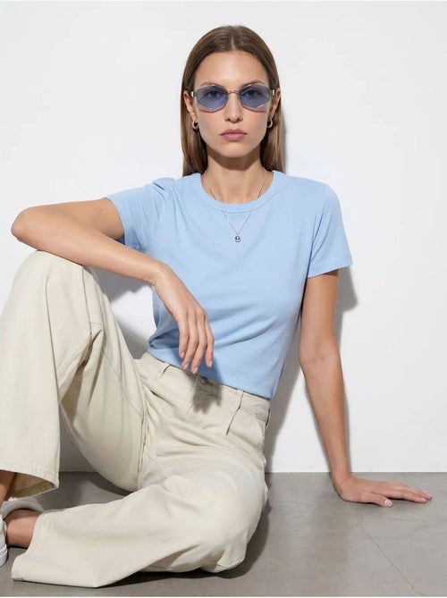 T-shirt da donna tinta unita con girocollo dilvin - Kiabi