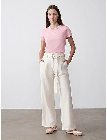 T-shirt da donna tinta unita con girocollo dilvin