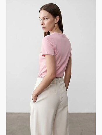 T-shirt da donna tinta unita con girocollo dilvin