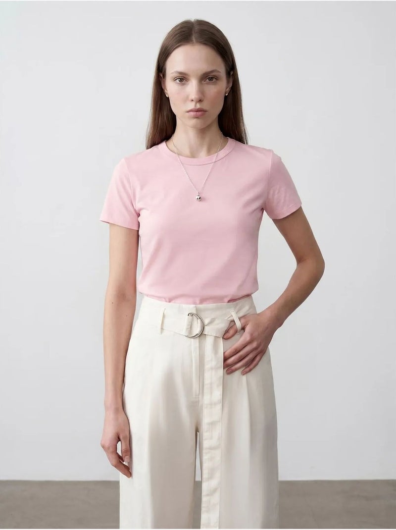 T-shirt da donna tinta unita con girocollo dilvin Rosa confetto - Kiabi