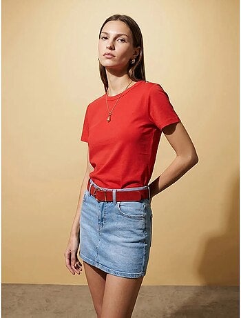 T-shirt da donna tinta unita con girocollo dilvin