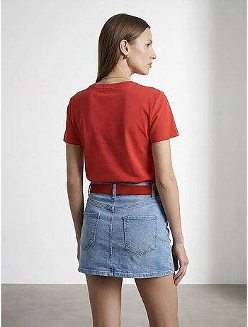 T-shirt da donna tinta unita con girocollo dilvin