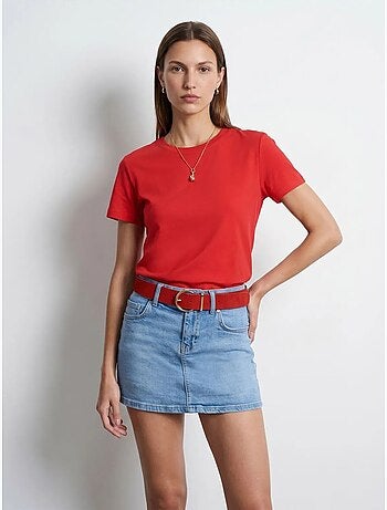 T-shirt da donna tinta unita con girocollo dilvin