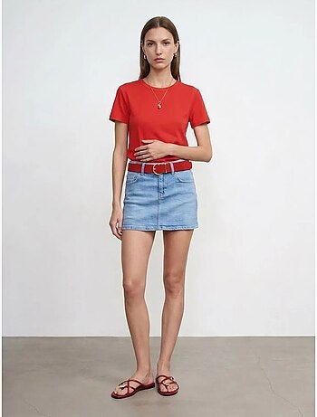 T-shirt da donna tinta unita con girocollo dilvin