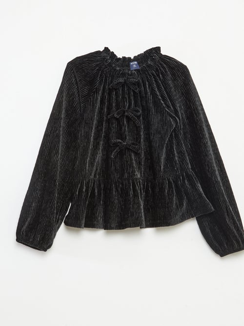 T-shirt da festa testurizzato con fiocco tinta unita - Kiabi