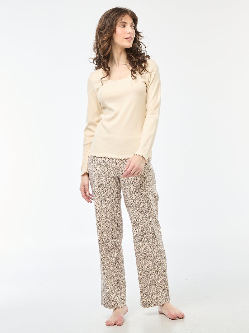 T-shirt da pigiama a coste Bianco - Kiabi