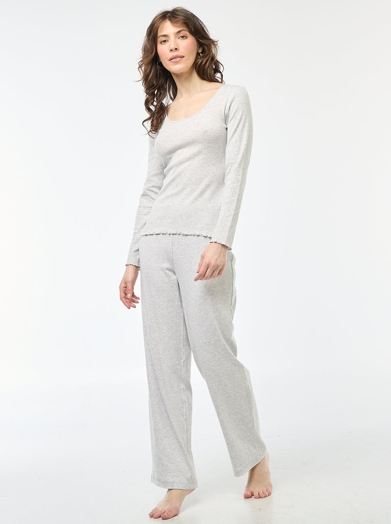 T-shirt da pigiama a coste Grigio - Kiabi