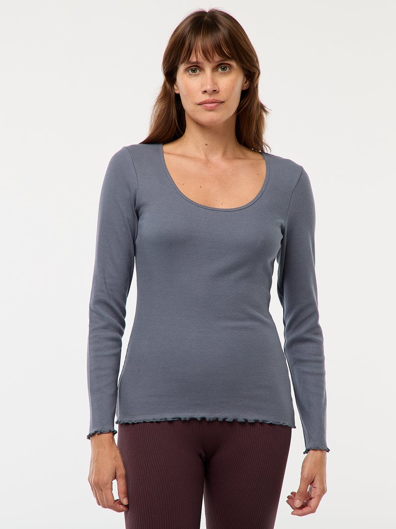 T-shirt da pigiama a coste Grigio - Kiabi