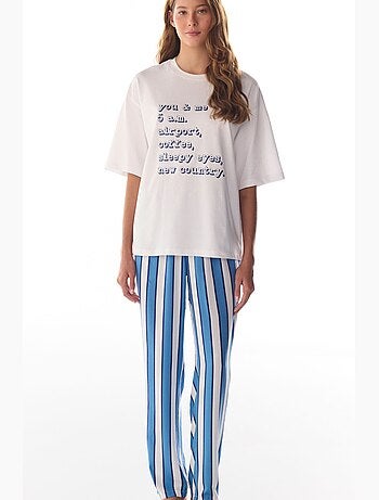 T-shirt da pigiama con stampa vacation slogan e maniche corte penti