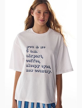 T-shirt da pigiama con stampa vacation slogan e maniche corte penti