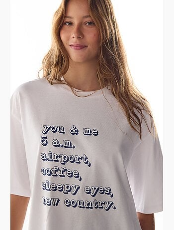 T-shirt da pigiama con stampa vacation slogan e maniche corte penti
