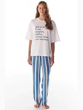 T-shirt da pigiama con stampa vacation slogan e maniche corte penti