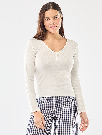 T-shirt da pigiama in maglia operata