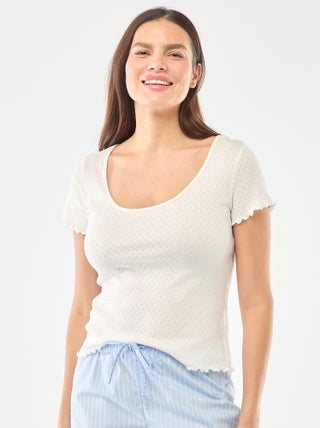 T-shirt da pigiama in maglia operata