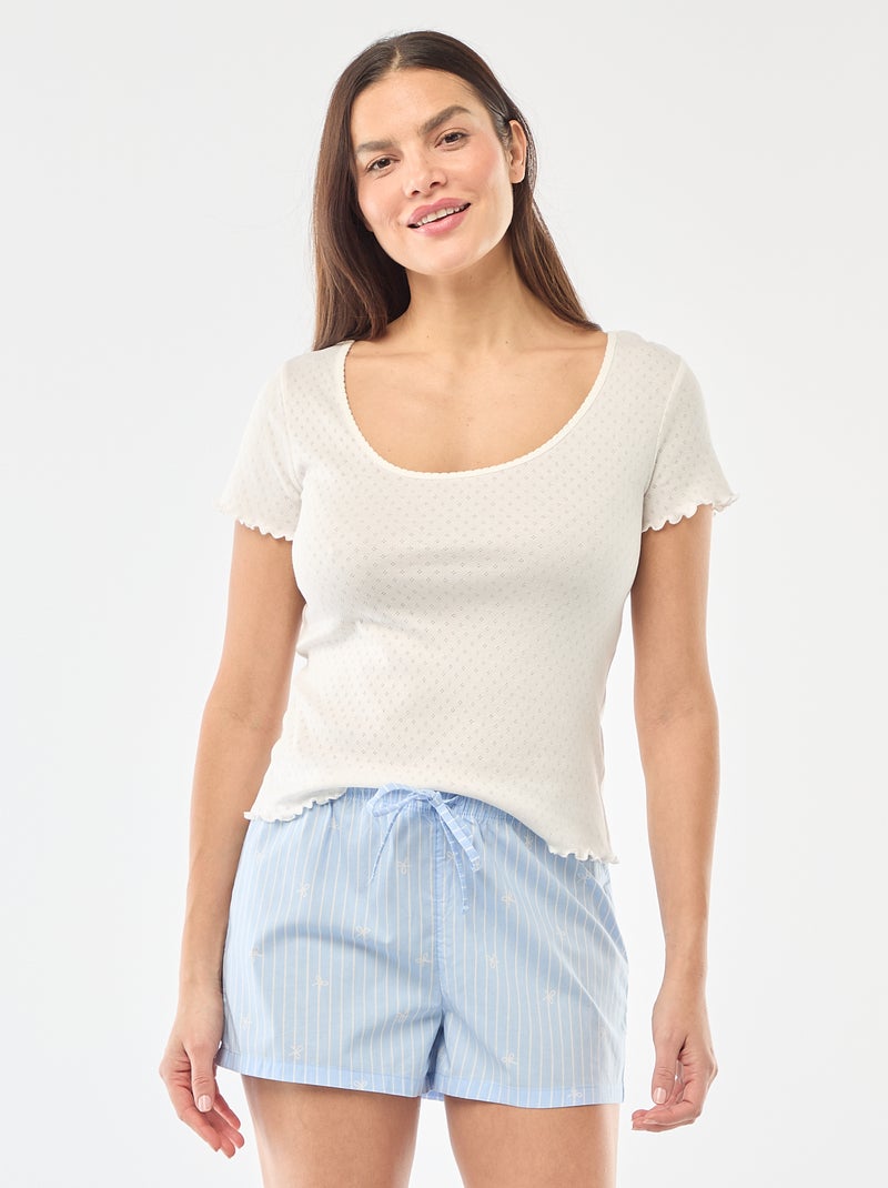 T-shirt da pigiama in maglia operata Bianco - Kiabi