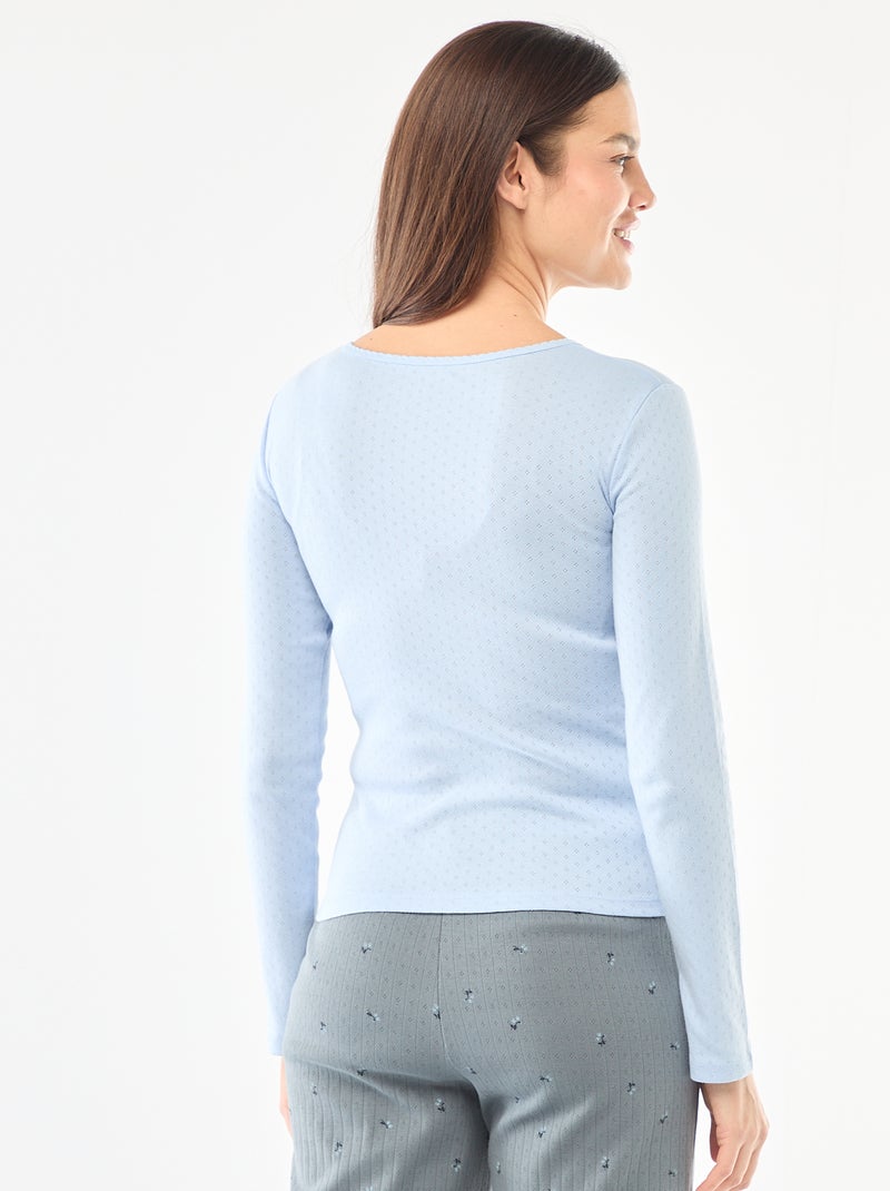 T-shirt da pigiama in maglia operata Blu - Kiabi