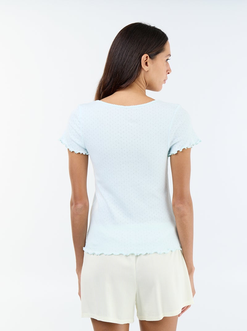 T-shirt da pigiama in maglia operata Blu - Kiabi