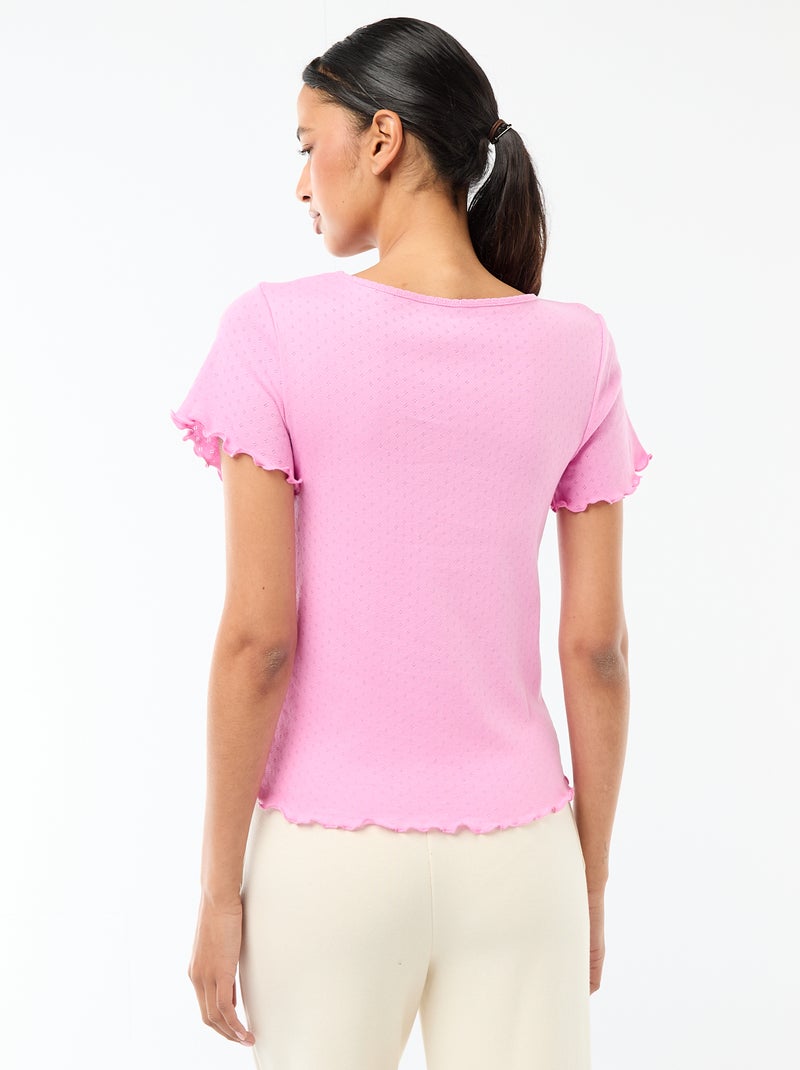 T-shirt da pigiama in maglia operata Rosa - Kiabi