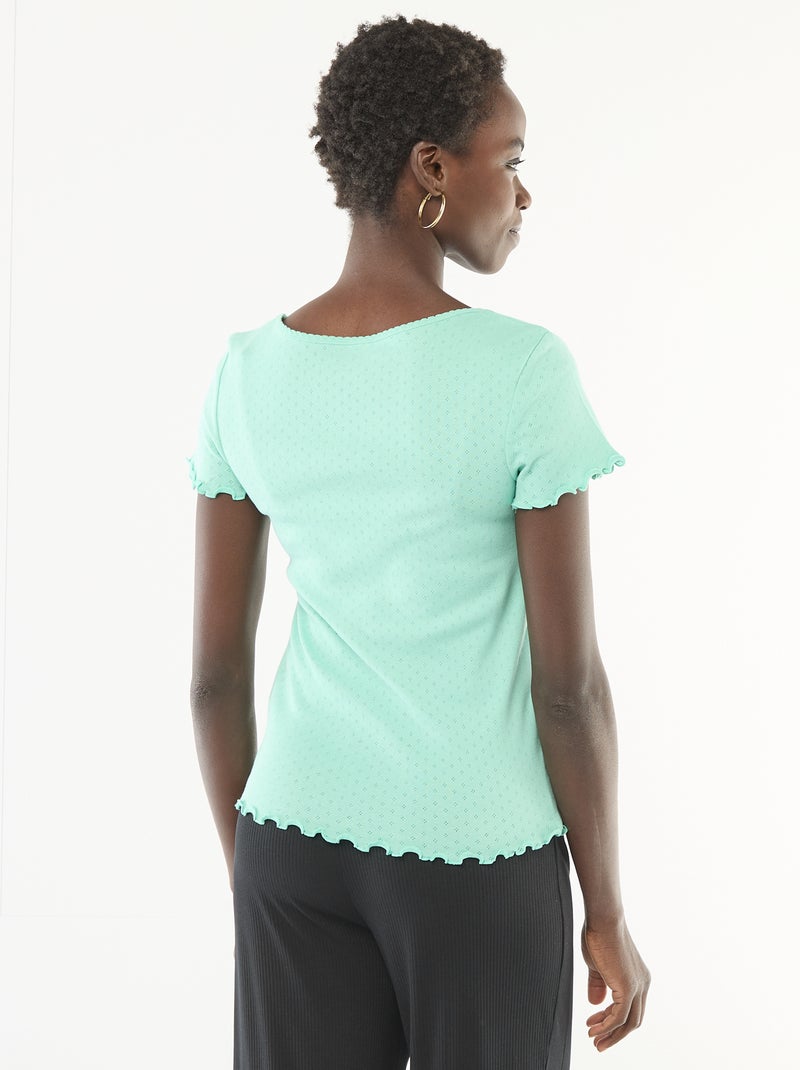 T-shirt da pigiama in maglia operata Verde - Kiabi