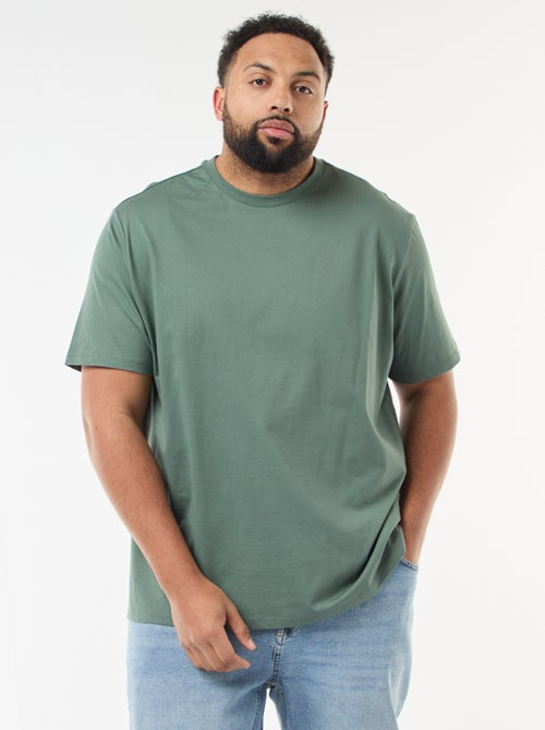 T-shirt da uomo in cotone a tinta unita con scollo rotondo - Kiabi