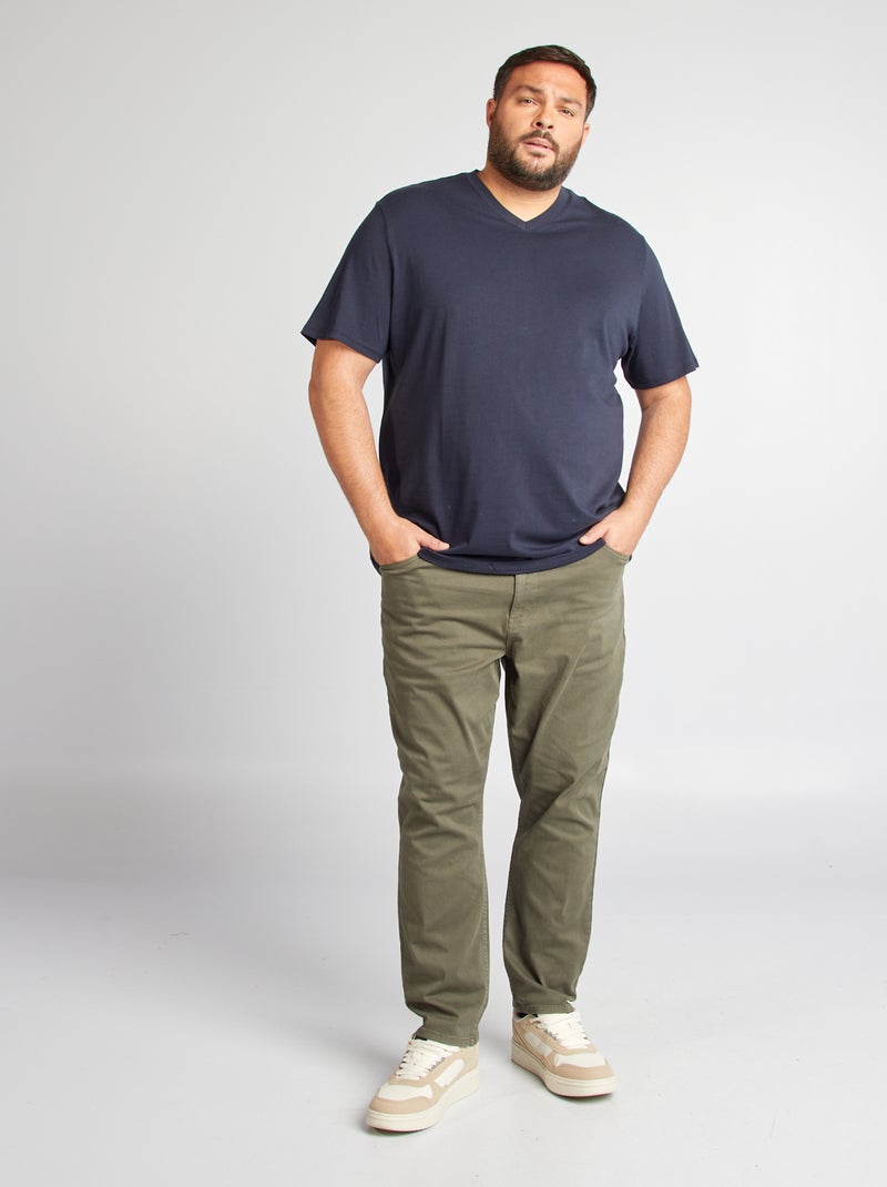 T-shirt da uomo in cotone con scollo a V BLU - Kiabi