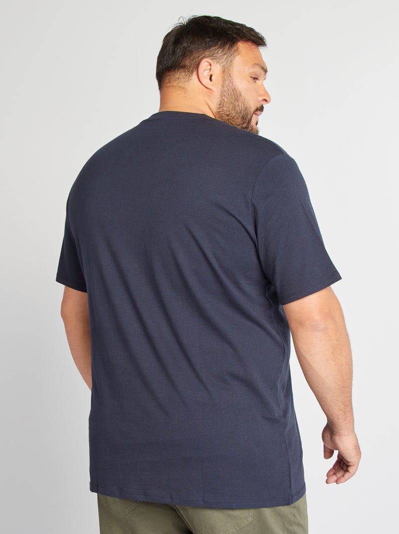 T-shirt da uomo in cotone con scollo a V BLU - Kiabi
