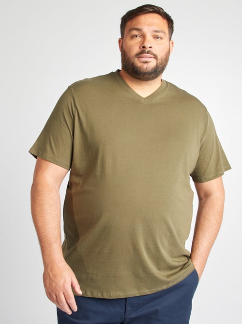 T-shirt da uomo in cotone con scollo a V - Kiabi