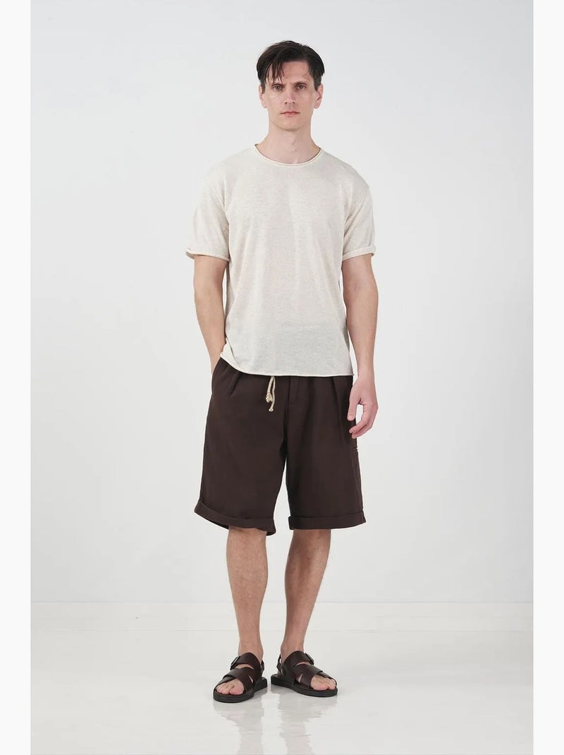 T-shirt da uomo in cotone e lino giesto Beige naturale - Kiabi