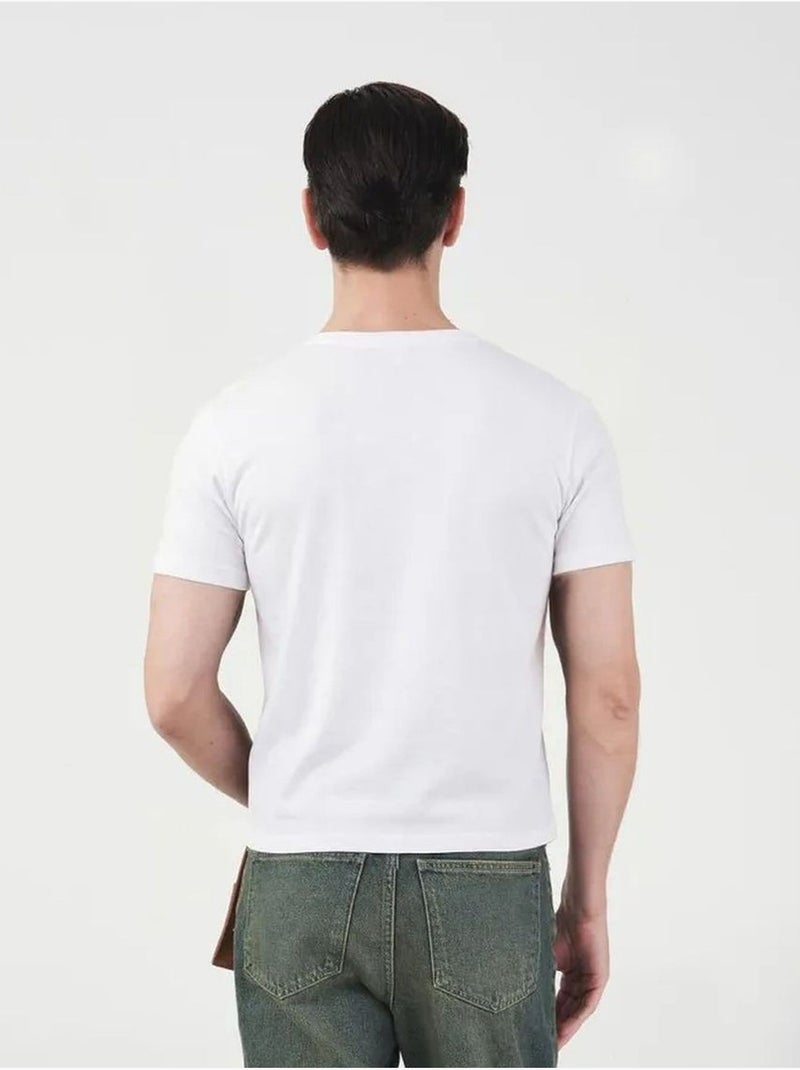T-shirt da uomo slim fit in cotone con girocollo giesto Bianco - Kiabi