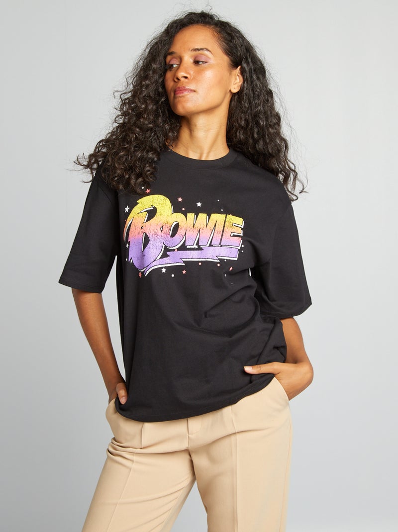 T-shirt 'David Bowie' in jersey nero - Kiabi