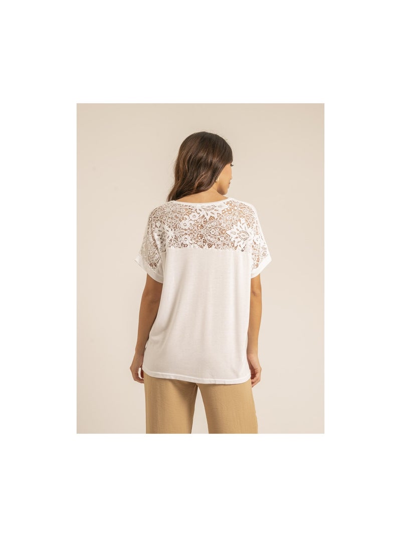 T-shirt dentelle FERASSIA Bianco - Kiabi