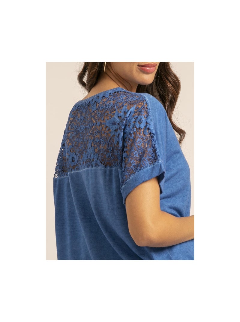 T-shirt dentelle FERASSIA Blu reale - Kiabi