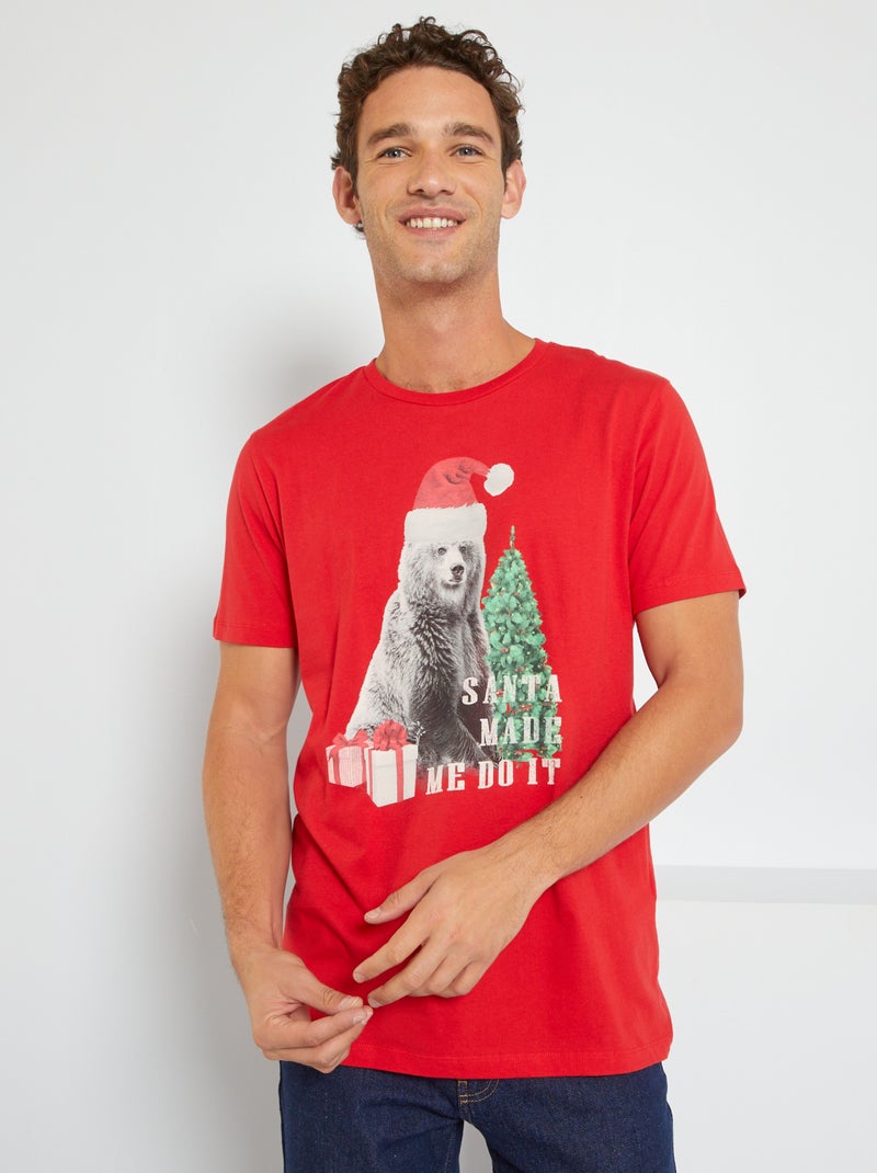 T-shirt di Natale in jersey rosso - Kiabi