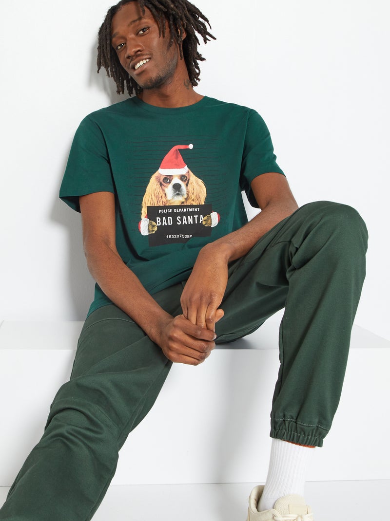 T-shirt di Natale in jersey VERDE - Kiabi