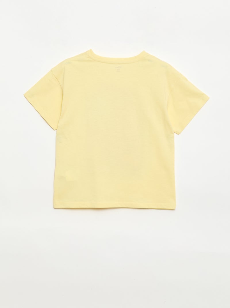 T-shirt 'Disney' 'Angel' in cotone tinta unita Giallo - Kiabi
