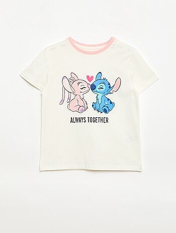 T-shirt 'Disney' 'Stitch & Angel' in cotone tinta unita