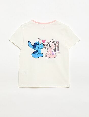 T-shirt 'Disney' 'Stitch & Angel' in cotone tinta unita
