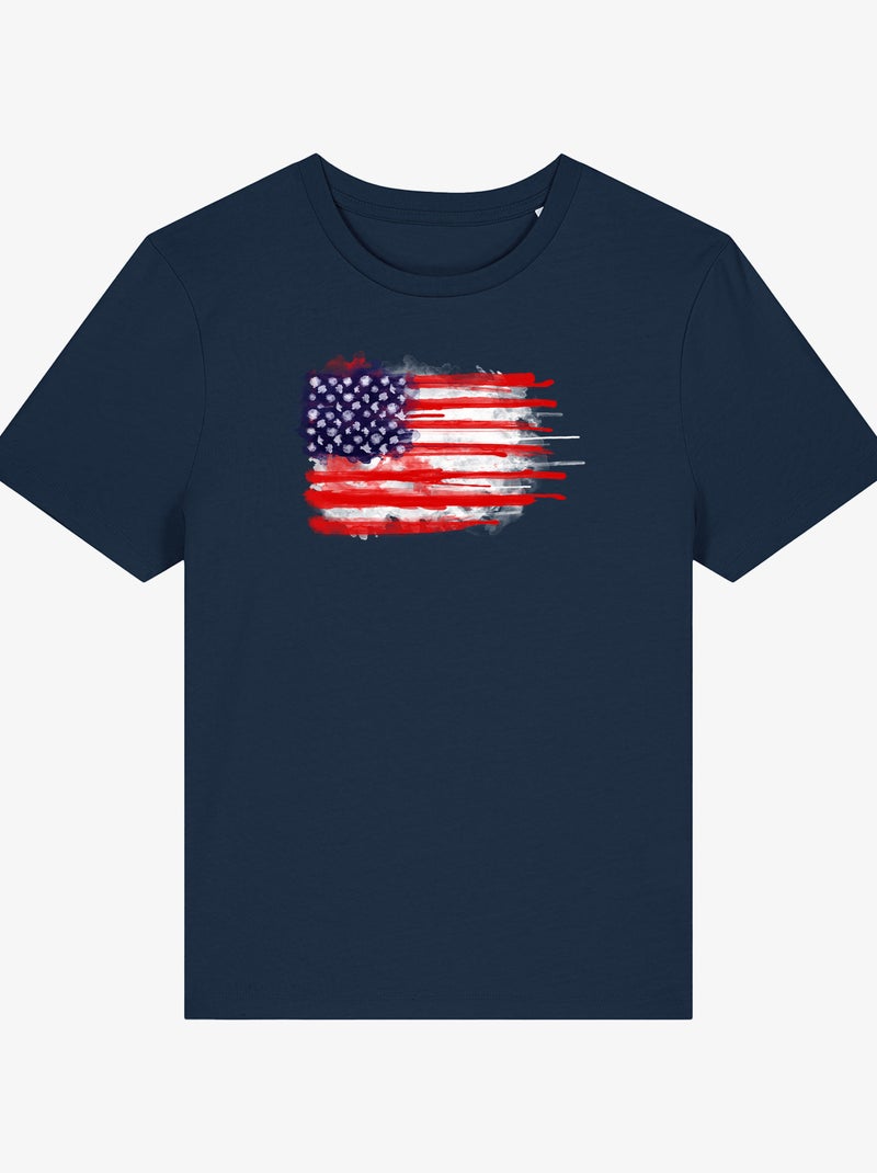 T-shirt Donna - AMERICAN SPATTER FLAG Blu marino - Kiabi