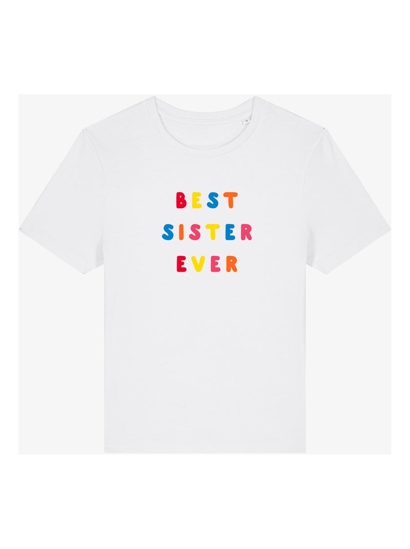 T-shirt Donna - BEST SISTER EVER COLORÉE WAF Bianco - Kiabi
