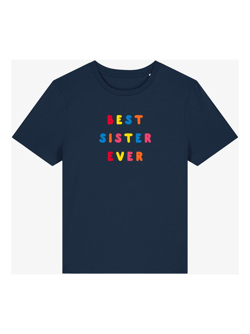 T-shirt Donna - BEST SISTER EVER COLORÉE WAF Blu marino - Kiabi