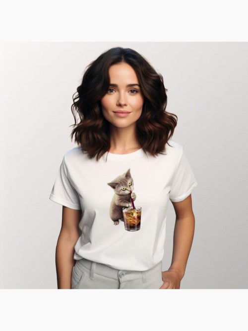 T-shirt Donna - CAT LOVES SOFT DRINK - Kiabi