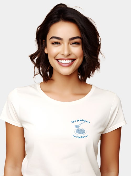 T-shirt Donna - EAT SPAGHETTI TO FORGETTI - Kiabi