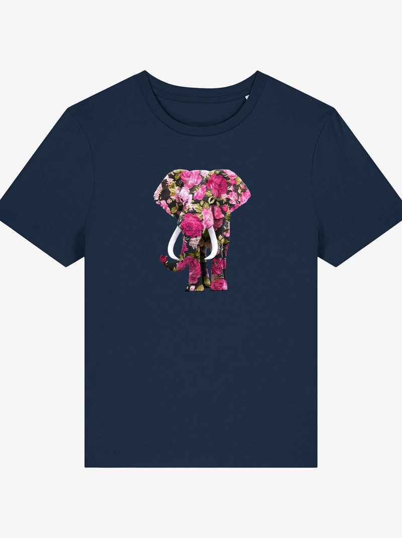 T-shirt Donna - FLORAL ELEPHANT Blu marino - Kiabi