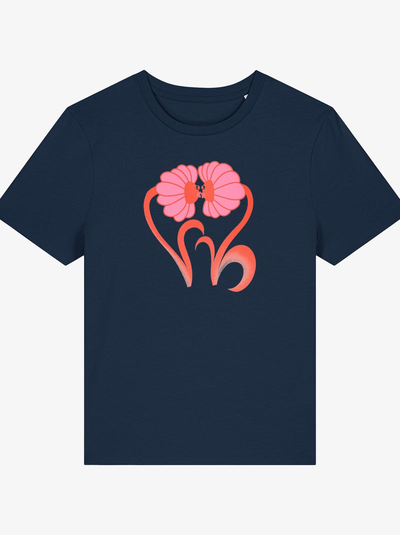 T-shirt Donna - FLOWERS Blu marino - Kiabi