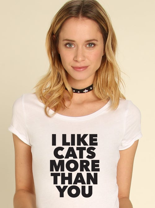T-shirt Donna - I LIKE CATS MORE THAN YOU - Kiabi