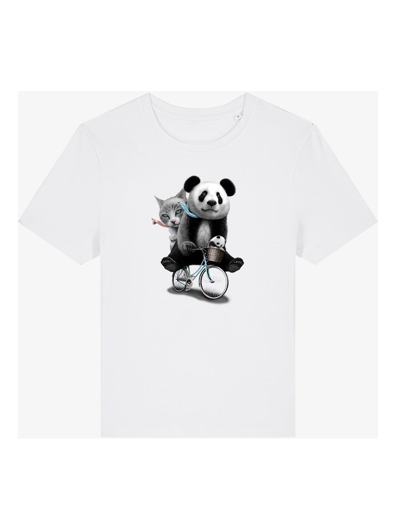T-shirt Donna - PANDA BICYCLE Bianco - Kiabi