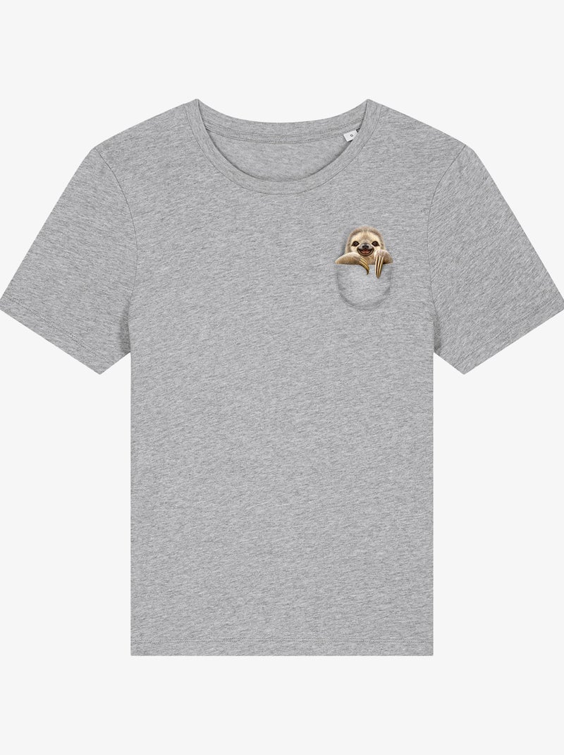 T-shirt Donna - POCKET SLOTH Grigio melangiato - Kiabi