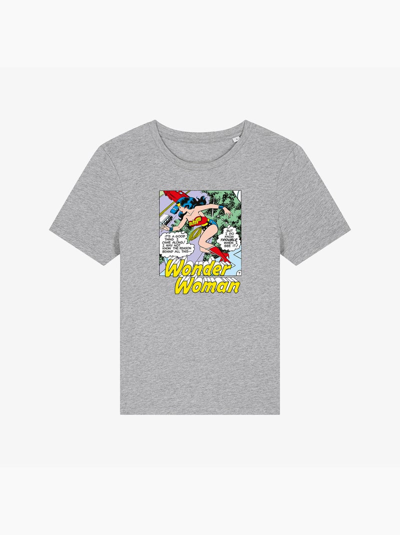 T-shirt Donna - WONDER WOMAN I DO KNOW TROUBLE WHEN I SEE IT Grigio melangiato - Kiabi