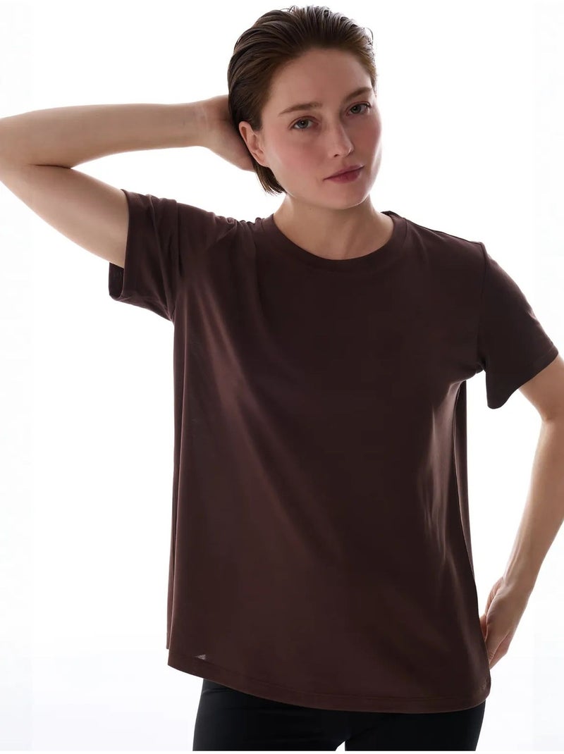 T-shirt donna girocollo penti Marrone cioccolato - Kiabi
